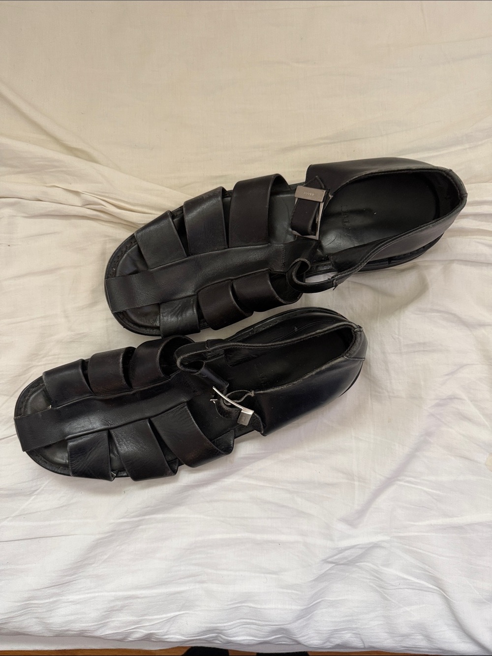 Bally Black Leather Strapped Fisherman Sandals